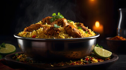 Delicious Chicken Biryani with Fluffy Rice and Fresh Herbs