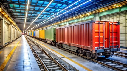Obraz premium Cargo Container train in subway
