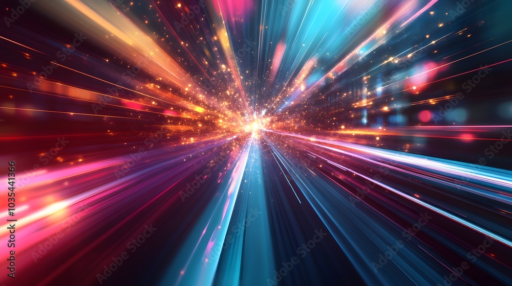 Wall mural web development concept with abstract high speed technology pov motion blur.