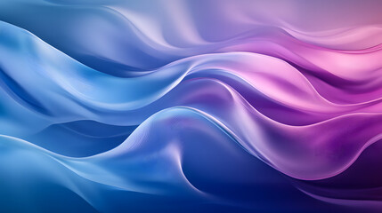 Obraz premium Soft abstract flowing waves in blue and purple hues. Gradient fluid background, silk-like fabric texture, futuristic digital art for website banners or design. Elegant and dynamic 3D-inspired motion 