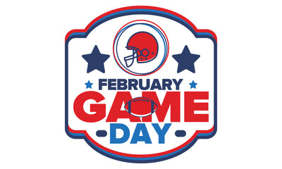 Game Day. American football playoff. Super Party in United States. Final game of regular season. Professional team championship. Ball for american football. Sport poster. Vector illustration