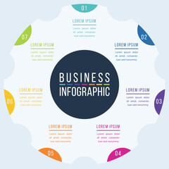 7 Options Infographic template 7 steps, objects, elements or options infographic business design
