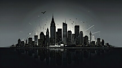 Obraz premium city skyline silhouette