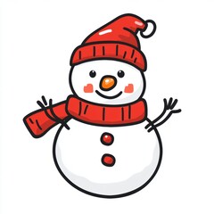 Cute snowman. Icon. Vector. Winter holiday theme.