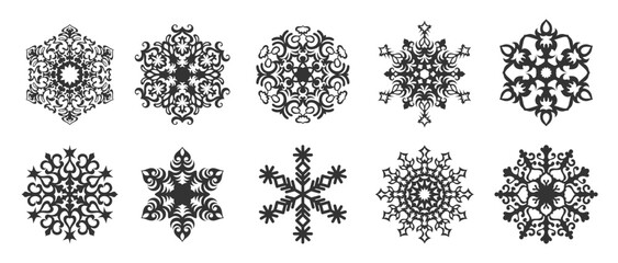 Snow ornament icon set vector