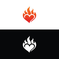 heart with fire logo vector illustration template design