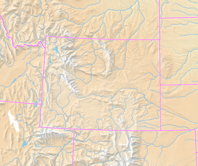 Map of the State Wyoming (US).