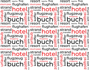 Wortwolke Vorlage über Reisen in deutscher Sprache. Konzeptueller Vektor Hintergrund