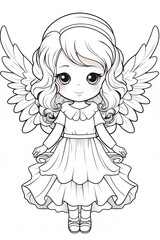 Fototapeta premium Christmas angel full body clipart on white background