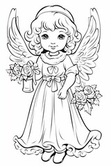 Fototapeta premium Christmas angel full body clipart on white background