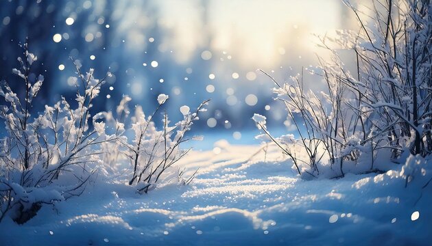 Zauberhaftes Winterbanner mit Schnee und Zweigen, perfekt f&uuml;r weihnachtliche Dekorationen und kalte Jahreszeit