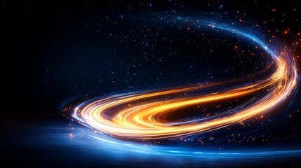 Fototapeta premium Dynamic swirl of vibrant light trails against a dark backdrop