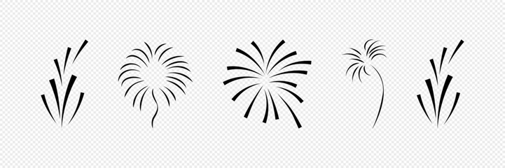 Firework vector illustration. New year. Collection fireworks on white background.