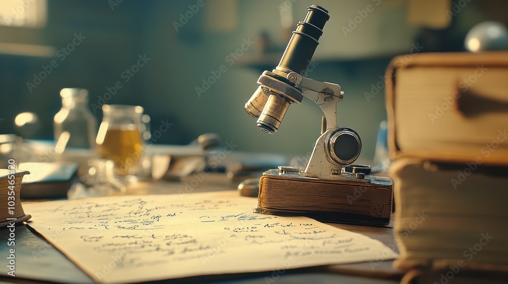 Aufkleber exploring the wonders of science through a microscope and classic literature