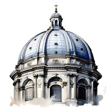 watercolor dome architecture building clip art preview