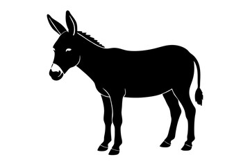 Black donkey silhouette vector.