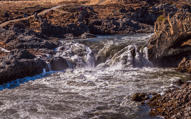 nature sceneries around the Godafoss waterfall, Northern Iceland