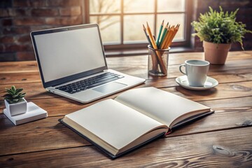 Mockup Template for Advertising a Hard Cover White Book with AI Design Elements