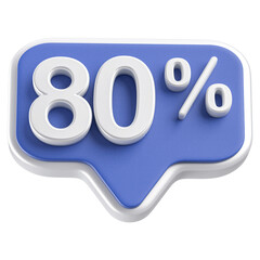 80 Percent Discount Blue Number 3D Badge 