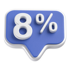 8 Percent Discount Blue Number 3D Badge 