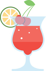 A glass of red liquid with a cherry on top