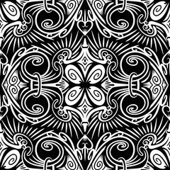 Seamless decorative patterned background. Arabesque monochrome ornament.