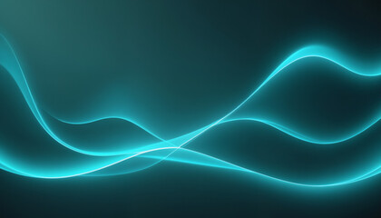 An abstract composition of glowing turquoise waves, ideal for digital design, backgrounds, or tech-themed events.