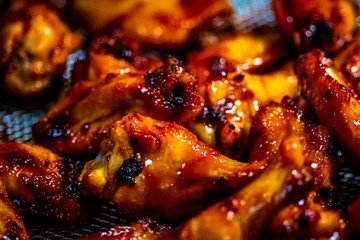 Glazed Chicken Wings Close-Up