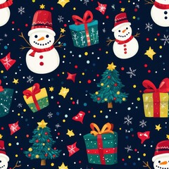 Holiday repetitive tile patterns for wrapping paper for Gift box