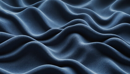 Obraz premium A luxurious dark blue fabric with soft textures and flowing waves, ideal for fashion or interior design backgrounds.