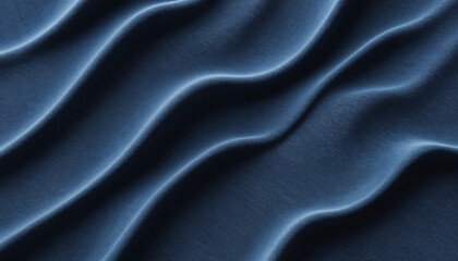 Obraz premium Elegant blue fabric with wavy texture, ideal for fashion, decor, and stylish design projects, conveying a sense of luxury and serenity.