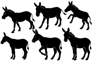 Donkey silhouette vector art illustration.