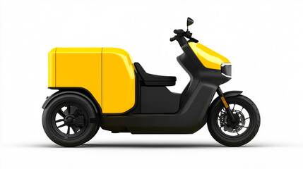 Yellow Electric Delivery Scooter with Cargo Box   Modern Urban Transportation