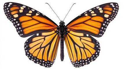 Fototapeta premium Close-Up of Monarch Butterfly with Detailed Wings on White Background