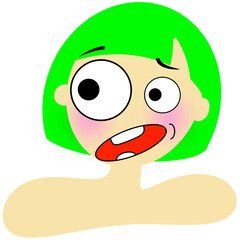 Funny cartoon faces of women with various emotions