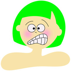 Funny cartoon faces of women with various emotions