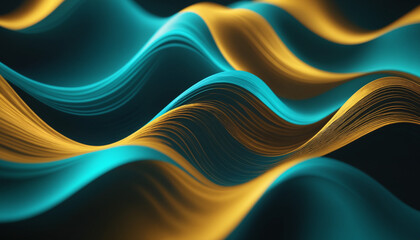 Obraz premium An abstract wave composition in teal and gold, perfect for modern backgrounds, digital art, and creative projects.