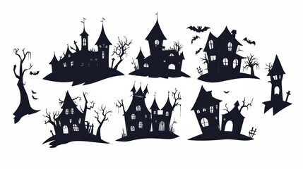 Haunted house. Halloween decoration element.