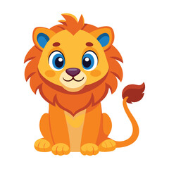 Obraz premium Cute lion sitting isolated on white background