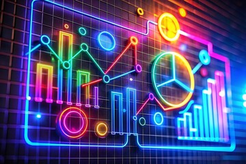 Fototapeta premium Neon Sign Vector Illustration of Analytics Data Symbol for Modern Business and Technology Themes