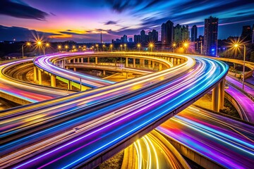 Fototapeta premium Neon Speed Lines on Transparent Background for Dynamic Long Exposure Imagery
