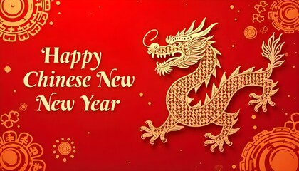 Happy chinese new year celebration banner with dragon