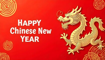 Happy chinese new year celebration banner with dragon