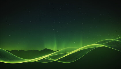 Fototapeta premium A serene abstract representation featuring green waves and stars, ideal for digital backgrounds, nature themes, or modern designs.