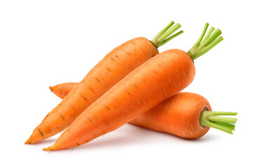 Fresh Carrots isolated on white background. Clipping path.