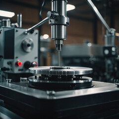 Fototapeta premium A manufacturing facility showcases advanced milling processes with a machine tool creating intricate parts, emphasizing engineering precision and efficiency. Generative AI