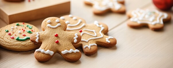 Fototapeta premium Baking holiday cookies with detailed icing designs