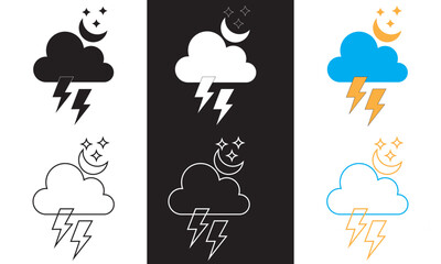 Thunderstorm two tone icon. Vector illustration isolated on white and black background. EPS 10