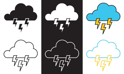 Thunderstorm two tone icon. Vector illustration isolated on white and black background. EPS 10