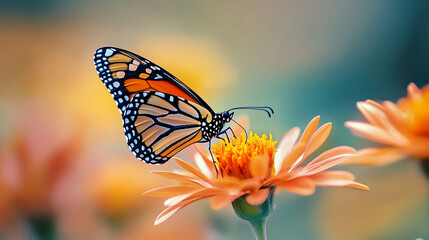 A colorful butterfly resting on a flower